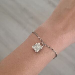 Swarovski Silver Toned Padlock Bracelet- Great Condition